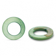 Perles coquillage 20mm rond Vert fonc&eacute;