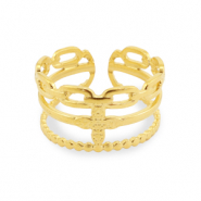 Bagues en acier Inox fleur Doré