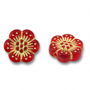 Perles acryliques fleur Rouge-doré