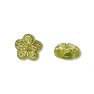 Perles acryliques fleur Vert olive-doré