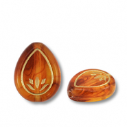 Perles acryliques goutte Marron cognac-doré