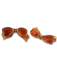 Perles acryliques nœud Marron cognac-doré