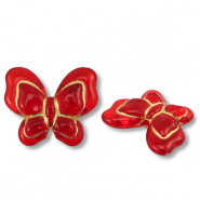 Perles acryliques papillon Rouge-doré