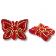 Perles acryliques papillon Rouge-doré