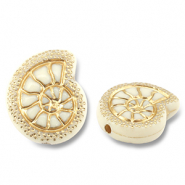 Perles acryliques coquille Blanc cassé-doré