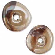 Perles en céramique DQ grecque donut Marron