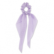 Elastique pour cheveux chouchou pois avec ruban Violet clair