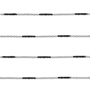 Apprêts en acier Inox chaîne maille jaseron avec barre Argenté-noir