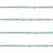 Apprêts en acier Inox chaîne maille jaseron 1mm Argenté-turquoise menthe