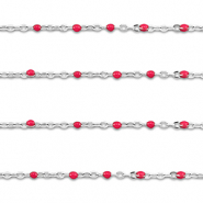 Apprêts en acier Inox chaîne maille jaseron 1mm Argenté-rouge cerise