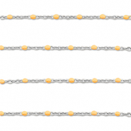 Apprêts en acier Inox chaîne maille jaseron 1mm Argenté-orange pêche