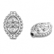 Perles en acier Inox ovale avec à pois Argenté