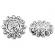Perles en acier Inox fleur avec visage Argenté