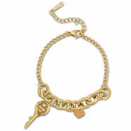 Bracelets en acier Inox cl&eacute; Dor&eacute;