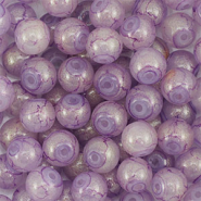 Perles en verre avec pailletes 8 mm Violet-doré