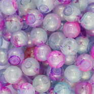 Perles en verre avec pailletes 8 mm Violet multicolore-doré