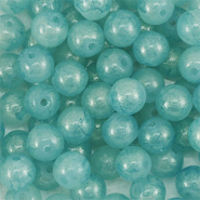 Perles en verre avec pailletes 8 mm Bleu turquoise-doré