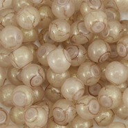 Perles en verre avec pailletes 8 mm Beige-doré