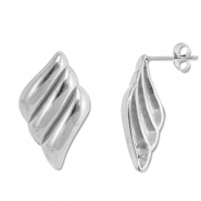 Apprêts en acier Inox boucles d'oreilles / puces d’oreilles aile avec anneau Argenté