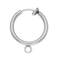 Apprêts en acier Inox clip boucles d'oreilles créoles avec anneau 18mm Argenté