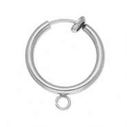 Apprêts en acier Inox clip boucles d'oreilles créoles avec anneau 16mm Argenté