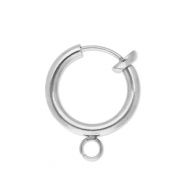 Apprêts en acier Inox clip boucles d'oreilles créoles avec anneau 14mm Argenté