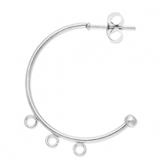 Apprêts en acier Inox boucles d'oreilles créoles avec 3 anneaux Argenté