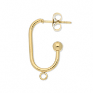 Apprêts en acier Inox boucles d'oreilles / puces d’oreilles oblong ovale avec anneau Doré