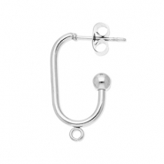 Apprêts en acier Inox boucles d'oreilles / puces d’oreilles oblong ovale avec anneau Argenté