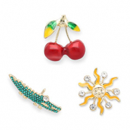 Pins cerises / crocodile / soleil Dor&eacute;-vert-rouge-jaune