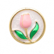 Pins tulipe Dor&eacute;-rose clair-vert-blanc