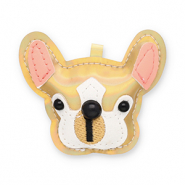 Pendentifs accroche-regard chien Dor&eacute; holographique-blanc-noir-rose saumon