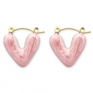 Boucles d'oreilles en acier Inox cr&eacute;oles c&oelig;ur Dor&eacute;-rose