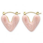 Boucles d'oreilles en acier Inox cr&eacute;oles c&oelig;ur Dor&eacute;-rose p&ecirc;che
