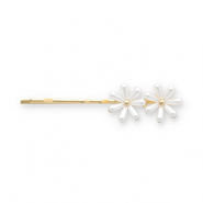 Accessoires pour cheveux epingle &agrave; cheveux marguerites Dor&eacute;-blanc
