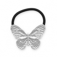 Accessoires pour cheveux &eacute;lastique &agrave; cheveux avec m&eacute;tal papillon Argent&eacute;-noir