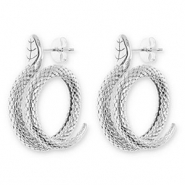 Boucles d'oreilles / puces en acier Inox serpent Argent&eacute;