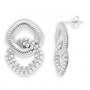 Boucles d'oreilles / puces en acier Inox Argent&eacute;-blanc