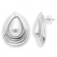 Boucles d'oreilles / puces en acier Inox goutte Argent&eacute;-blanc