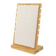 Pr&eacute;sentoir bijoux pour colliers en Bambou et velvet Naturel-blanc