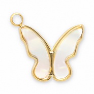 Breloques en acier Inox coquillage papillon Dor&eacute;-blanc