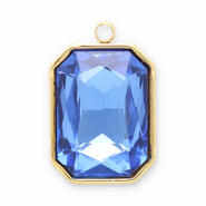 Breloques en acier Inox facett&eacute;e rectangle Dor&eacute;-bleu fonc&eacute;