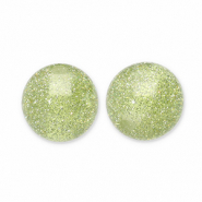 Perles acryliques avec pailletes 8 mm Vert olive-argenté