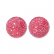 Perles acryliques avec pailletes 8 mm Rose cerise-argenté