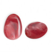 Perles acryliques en forme d'œuf Rouge-blanc