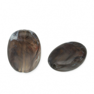 Perles acryliques ovale Gris foncé-blanc