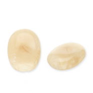 Perles acryliques ovale Beige marron-blanc