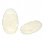 Perles acryliques oblong ovale Blanc cass&eacute;-blanc