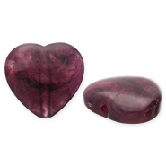 Perles acryliques c&oelig;ur Aubergine 