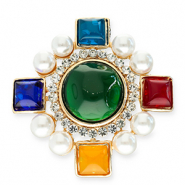 Broches accroche-regard rhombe Dor&eacute;-multicolore